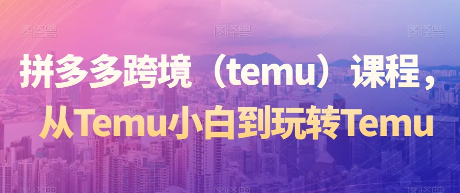 拼多多跨境（TEMU）精选课程，从TEMU小白到玩转TEMU-猎天资源库